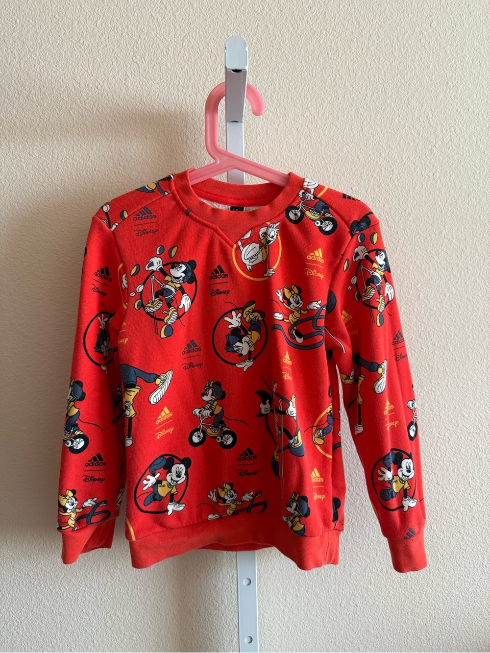 adidas Red Disney Mickey Mouse All-Over Print Kids Sweatshirt